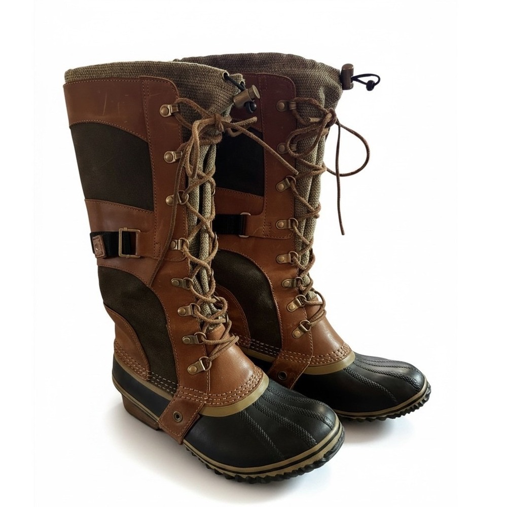 Sorel Slimpack Riding Boot 8 Brown Leather Suede Lace Up Duck Boot Gorpcore